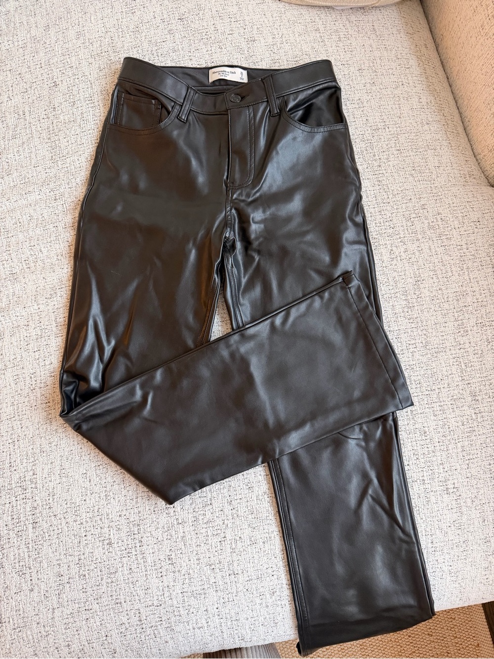 Abercrombie Vegan Leather Low-Rise 90’s Boot Cut Pants